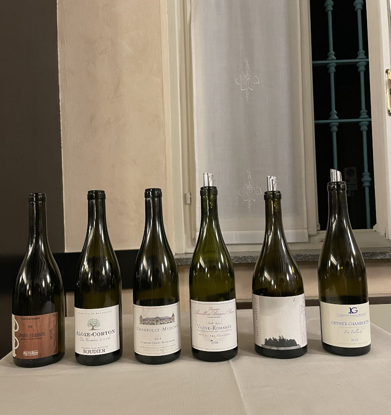 Le bottiglie di Pinot Noir in Degustazione
